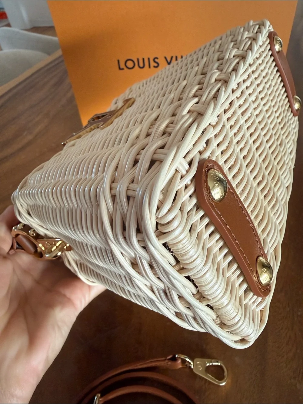 Louis Vuitton Brown Cognac Wicker Capucines Mini Handbag